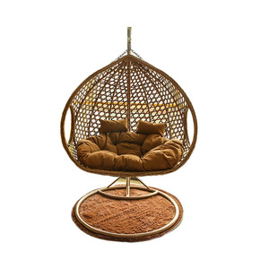 Silla Colgante de Mimbre de Ratán para Adultos, con Estructura de Acero, en Forma de Huevo, para Jardín, Patio, con Cojín, Cama Columpio para Bebés - Product Image 2