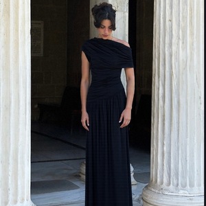 <span class=keywords><strong>H</strong></span>-02228 Primavera 2026 Nuevo Producto: <span class=keywords><strong>Vestido</strong></span> Moderno y Sexy con Cuello Inclinado, Volantes y Color Sólido Irregular - Product Image 4