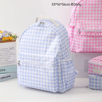 Sac à dos à carreaux vichy mignon avec volants décoratifs, sac à dos d'école léger pour filles, sac à dos quotidien Kawaii pour étudiantes