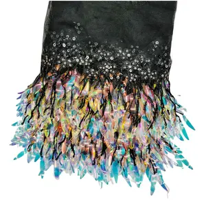 Hot Sale Sequin Tassel Lace Trim Tassel Laser Sequins Fringe Latin Dance Dress Decoration Fringe Tassel