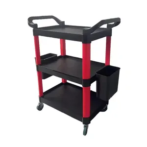 Heavy Duty Plastic Utility 3-stufiger Rollwagen mit Rädern Auto Detail ing Tool Cart Hotel Food Service Cart