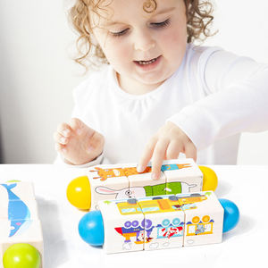 <strong>Wooden</strong> Rotating Animal Fruit Cart Puzzle Toy <strong>Wooden</strong> Rotating Vertical Building <strong>Blocks</strong> Children Educational Development - Product Image 5