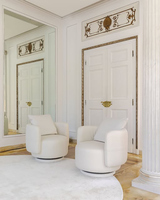Fauteuil pivotant 360° en tissu, design architectural linéaire métallique, pour salon, club, lounge, studio, boutique