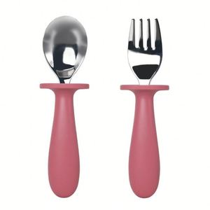 ส้อมอาหารเด็กซิลิโคน, ส้อมรับประทานอาหารสแตนเลส, ช้อนฝึกหัด - Product Image 3