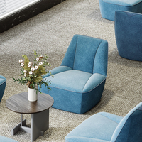 Chaise simple avec accoudoir large en velours bleu de texture de luxe légère canapé paresseux sans accoudoirs meubles de chaise de loisirs