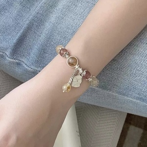 Pulsera de Cristal Amarillo Natural con Cara Sonriente, Plata de Ley S925, Joyería para Mujer de Uso Diario, Buena Suerte, Riqueza y Fortuna - Product Image 1