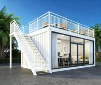 Maison Modulaire Préfabriquée de Luxe à 1-2 Étages avec Balcon sur le Toit, Bureau Conteneur Portable pour Vivre et Travailler