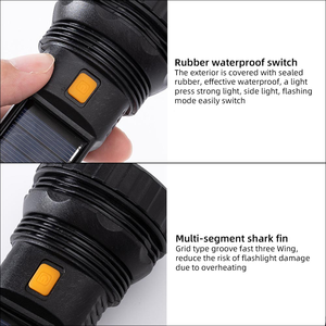 3 chế độ USB sạc công suất cao Đèn pin năng lượng mặt trời không thấm nước nhựa <span class=keywords><strong>Torch</strong></span> ánh sáng công suất cao - Product Image 6