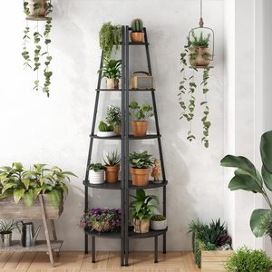 Estante Esquinero Industrial de 5 Niveles, Estante Esquinero Rústico Tipo <span class=keywords><strong>Escalera</strong></span> para Espacios Pequeños, Dormitorio, Sala de Estar, Oficina en Casa, Cocina - Product Image 5