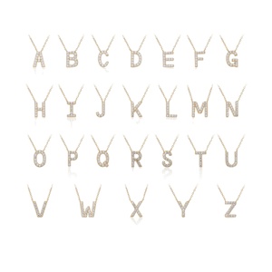 Personalized 925 <b>Silver</b> <b>Initial</b> <b>Necklace</b> Pendant with 26 Alphabet A-Z Gold Plated Cubic Zirconia Charm Link Chain Jewelry - Product Image 1