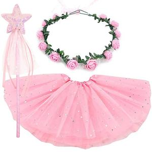 Ensemble 3 pièces de jupe tutu de princesse, baguette magique et couronne pour enfants, doré rose, baguette de fée en tissu fait main, pour remise de diplôme et Ramadan, vente en gros - Product Image 6