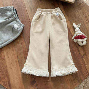 Tongxingyuan Girls Flare Pants Solid Color Cotton Knitted Autumn Wear Childrens Casual Long Pants - Product Image 3