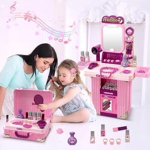Table de <span class=keywords><strong>maquillage</strong></span> 2 en 1 Toy Girls pour les tout-petits Pretend Play Beauty Set for Girls Makeup Travel Suitcase Fashion Accessories Set Toys - Product Image 4