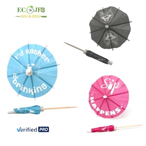 ECO JFB 2025 OEM, бумажный Зонт с узором на заказ, зубочистки для коктейльных напитков, бумажные зонтики, Гавайские Тики, украшения для вечеринок - Product Image 1