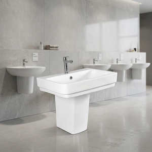 Latest Art Modern Antique Ceramic <b>Wall</b> Hung Wash Basin Half Pedestal Semi Washbasins Set Bathroom - Product Image 1