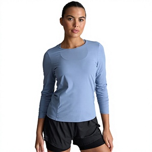 Camiseta de Manga Larga para Mujer, Algodón Jersey, Logotipo Bordado Personalizado, Cuello Redondo Informal, Fabricante de Marca Privada, Superventas - Product Image 2