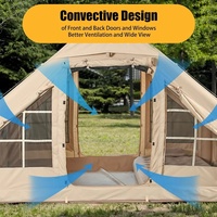 12 ㎡   Tente de camping gonflable de luxe pour 6 à 8 personnes, tente de glamping avec deux chambres, imperméable, abri familial pour le camping en plein air