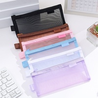 Pochette transparente en maille personnalisable pour stylos/crayons, grande capacité, pour étudiants