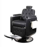 Chaise de coiffure moderne en cuir noir, réglable, avec cadre en acier, mobilier de salon, chaise de barbier, rotation à 360 degrés