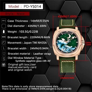 Montre automatique mécanique PAGANI DESIGN NH35A YS014, montre à carte des vagues, saphir, étanche, acier inoxydable, pour homme - Product Image 2