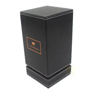 Luxury Classy Cardboard Surprise Custom Logo Black One Single Bottle Leather Perfume Gift Box Package Factory