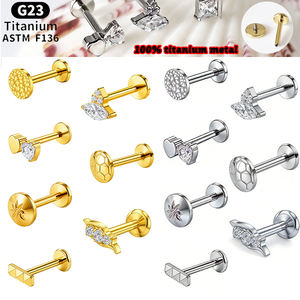 Rui Qian ตะปูเจาะ G23ไทเทเนียมอัลลอยทรงเสน่ห์ต่างหูไทเทเนียมแท้ F136สวยงามเครื่องประดับแฟชั่น - Product Image 1