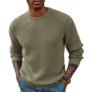 Pullover stile Shinesia OEM & ODM da uomo Cashmere in lana di Design oversize Waffle girocollo Pullover da uomo lavorato a maglia