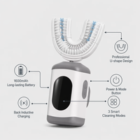 Cepillo de Dientes Eléctrico Automático en Forma de U Carepik, Ultrasónico, con Cerdas Suaves, Resistente al Agua IPX7, Carga Inductiva, para Adultos