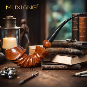 MUXIANG Hand Carved Briarwood Pipe Bent Type Tobacco Pipe For Men Smoking Accessory - Product Image 1