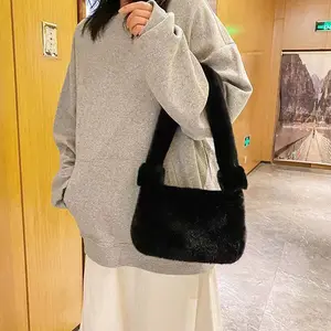 Benutzer definierte Designer Pink Black Leopard Pattern Frauen Damen Soft Fluffy Kunst pelz Handtasche