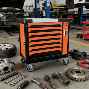 Chariot à outils d'atelier automobile 12 tiroirs |   Armoire roulante robuste avec roulettes verrouillables et freins, OEM OBM, rangement de garage, 200 kg - Product Image 5