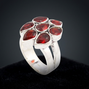 Handmade Gemstone <b>Ring</b> for Wedding Engagement Anniversary Latest <b>925</b> Sterling <b>Silver</b> Red Garnet Bezel Setting - Product Image 2