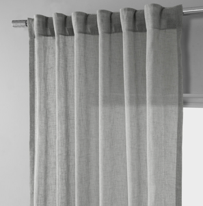 Tenda trasparente grigio chiaro in finto lino solido - Product Image 2