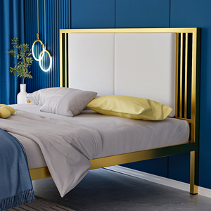 Tsuneyuki Stainless Steel <b>Bed</b> 1.5m 1.8m <b>Double</b> Size Metal Frame Modern Minimalist Bedroom Furniture - Product Image 3