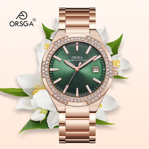 Women's <b>watch</b> with steel strap mother-of-pearl dial diamond-set fashionable quartz wristwatch. - Product Image 6