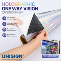 Vinilo Autoadhesivo Holográfico de Visión Unidireccional, Arcoíris Láser, Material para Póster Publicitario, para Ventanas de Automóviles