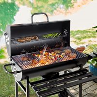 Panggangan BBQ Arang Portabel Modern Rak Tiga Tingkat Desain Lipat Konstruksi Besi Penghambat Api Pengapian Otomatis untuk Luar Ruangan