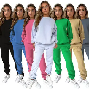 Cotton sweatsuit design your own lady jogger sets fashion sport wear 2 piece sets plus size tracksuits for women