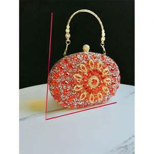 派对舞会玫瑰花形水晶手提包 闪亮亮片钱包 水晶手拿包 - Product Image 1