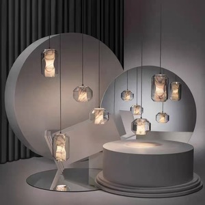 Modern Glass Pendant <b>Light</b> With Marble Pattern Led Chandelier For <b>Dining</b> Room Bedroom Bar Counter Lighting Fixture - Product Image 2
