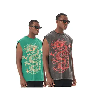 National style high quality men's dragon pattern custom printed T-shirt Heavyweight 100% clothing men's T-shirt