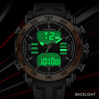 Jam Tangan Silikon Hitam LIGE FB0021 untuk Pria Multifungsi LED Backlight Analog Digital Sport Elektronik Kronograf +kotak