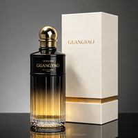 Flacon de parfum en verre de conception nouvelle, 100 ml, flacon vaporisateur de parfum de haute qualité, flacon de parfum vide transparent, étiquette en métal avec boîte