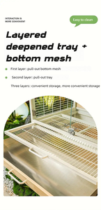 Gabbia per Pappagalli Stile Villa in Metallo e Legno, Grande e Lussuosa, Salvaspazio, per Uso Domestico, Antispruzzo con Vetro Trasparente - Product Image 4