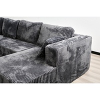 Neues Modisches Graues Komprimiertes Schlafsofa-Set 5-6-Sitzer Komfortables Gepolstertes Chesterfield für Apartment Hotel Villa Wohnzimmer