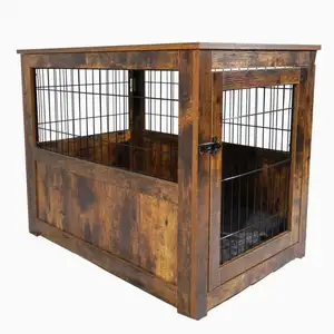 Sang Trọng Bằng Gỗ Con Chó Lồng Kennels Nhà Chất Lượng Cao Bằng Gỗ Kim Loại Con Chó Crate Đồ Nội Thất Vật Nuôi