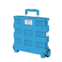 Chariot pliant bleu à roulettes pour le transport de courses et de marchandises – Projet de commande en gros