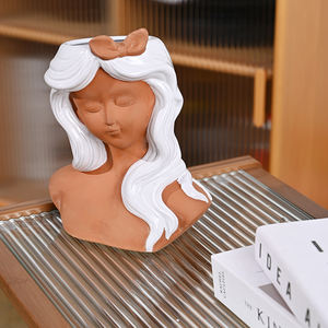 Fille <span class=keywords><strong>visage</strong></span> <span class=keywords><strong>Pot</strong></span> de fleur tête jardinière <span class=keywords><strong>Pot</strong></span> succulente <span class=keywords><strong>terre</strong></span> <span class=keywords><strong>cuite</strong></span> rouge et blanc Vases artificiels pour fleurs décoration de la maison - Product Image 3