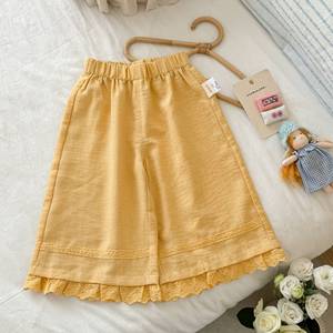 TongXingYuan Girls Pants Cotton Solid Color <b>Elastic</b> Waist Wide Leg Flared <b>Skirt</b> Style Childrens Summer Pants - Product Image 4