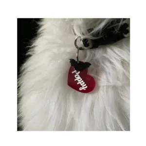 Colore personalizzato trasparente rotondo acrilico Pet Tag simpatico cane gatto nome floreale Tag personalizzato acrilico inciso Pet Tag Clip di sublimazione